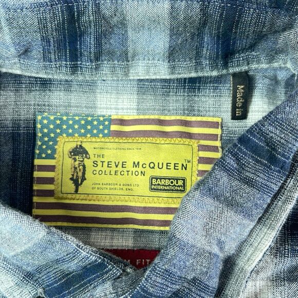 Barbour International Steve McQueen Shirt Mens Small Plaid Slim Fit - Picture 3 of 11